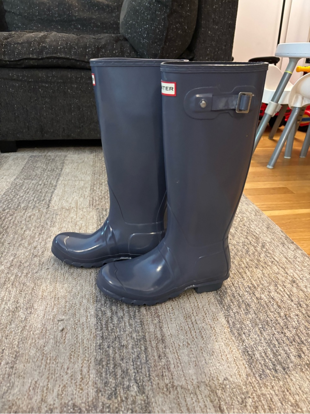 Hunter Gloss Navy Tall Adjustable Rain Boots